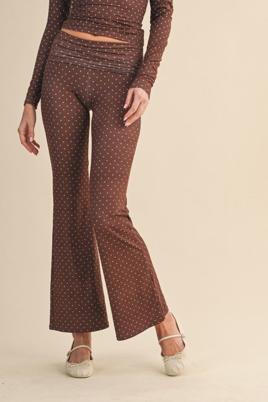 Polka Dot Foldover Flare Pants