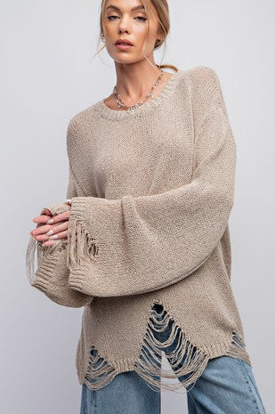 Distressed Knitted Sweater