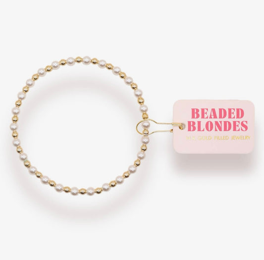 Beaded Blondes- Gold Luci Pearl Bracelet