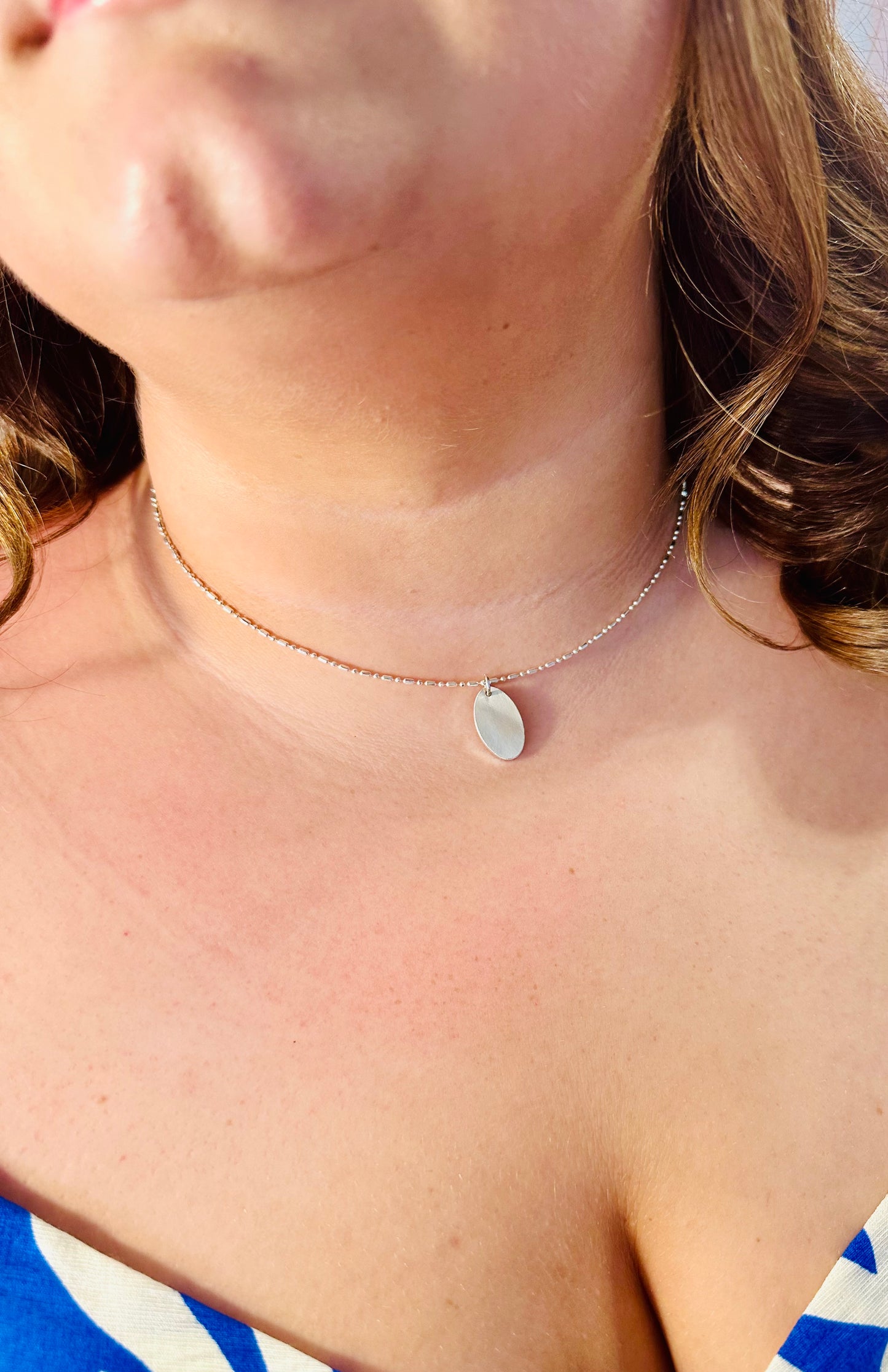 Silver Pleated Necklace