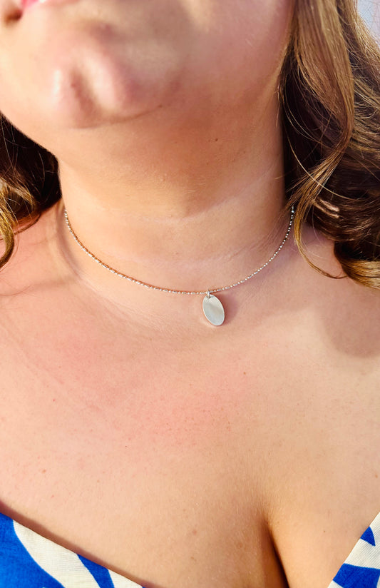Silver Pleated Necklace