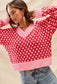 Pink & Red Textured Sweater