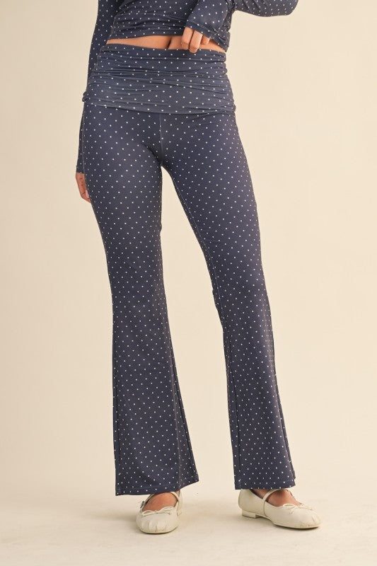 Polka Dot Foldover Flare Pants