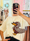 Dachshund Graphic Short Sleeve Sweater