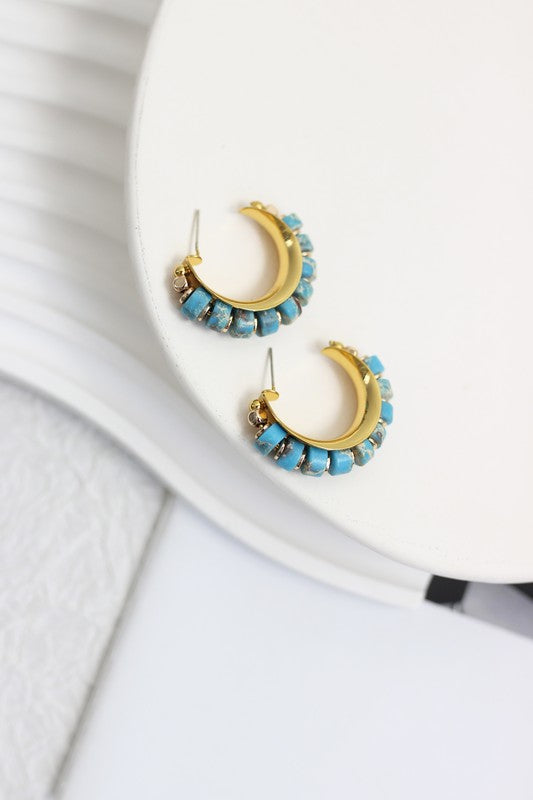 Beaded Turquoise Hoop