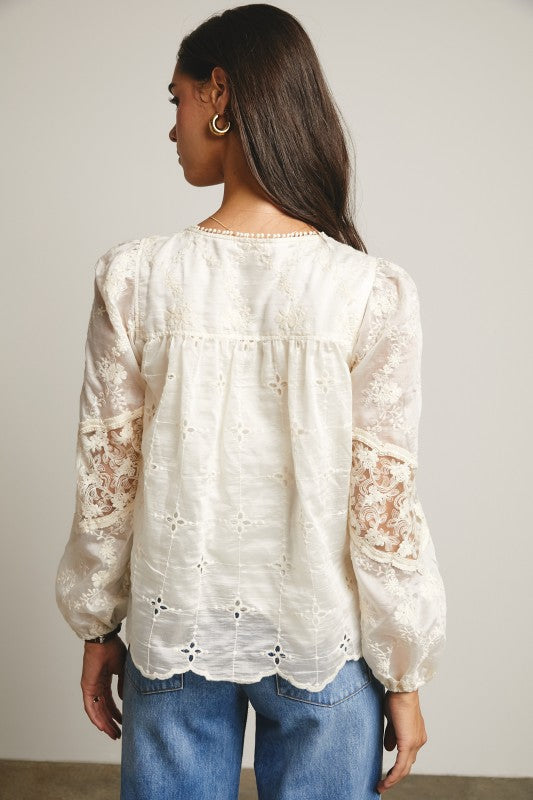 Lace Puff Sleeve Blouse