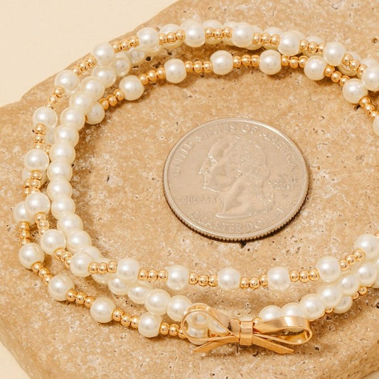 Pearl & Metallic Beaded Bracelet Set