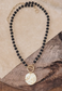 Wooden Bead Coin Necklace