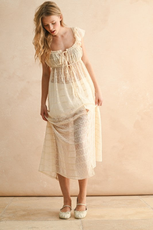 Sheer Textured Chiffon Kimono/Dress