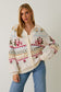 Flower Graphic Sweater Cardigan
