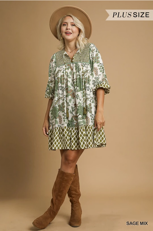 PLUS-Sage Mix Dress