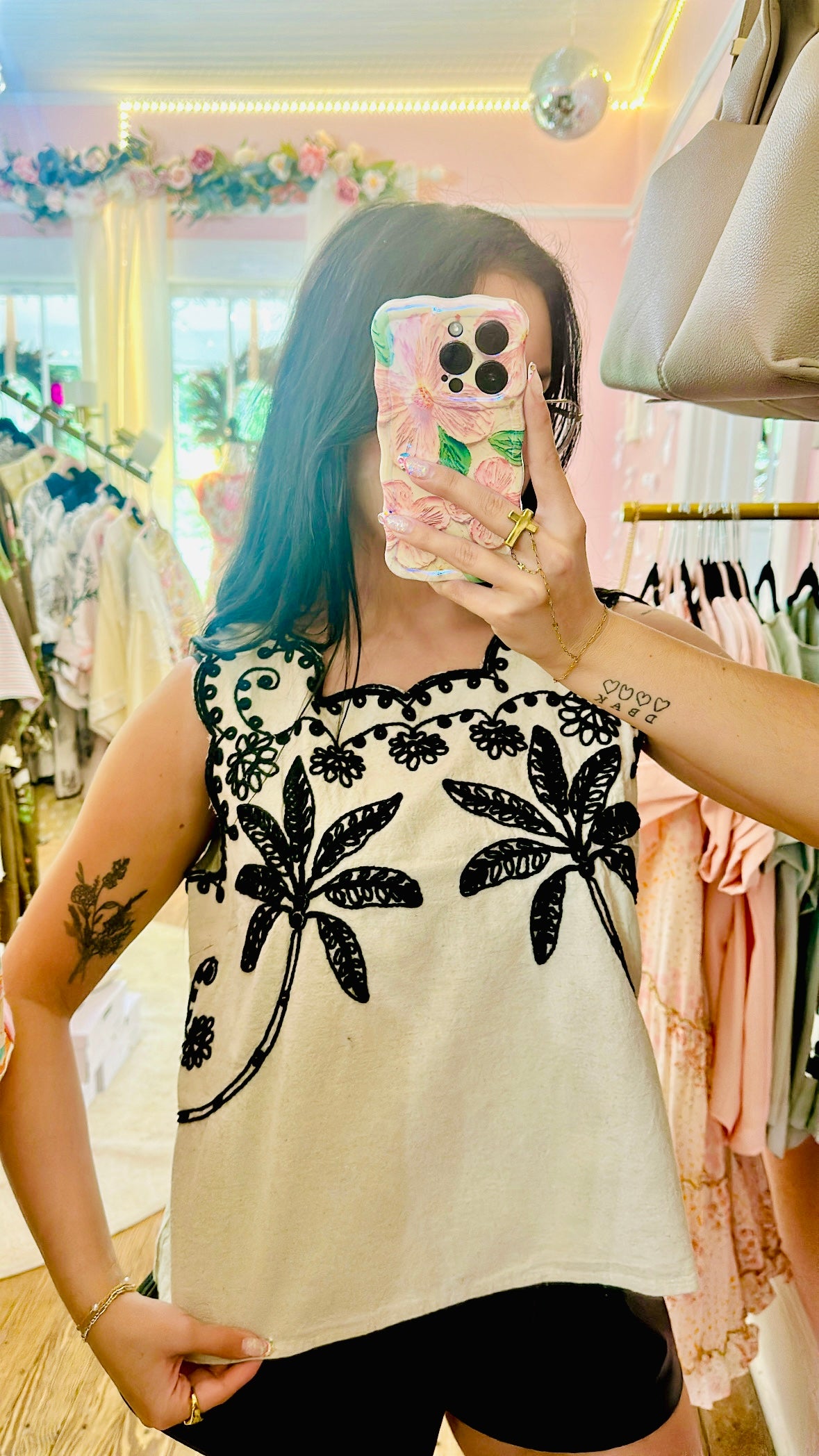 Simply Southern-Swaying Palms Linen Top