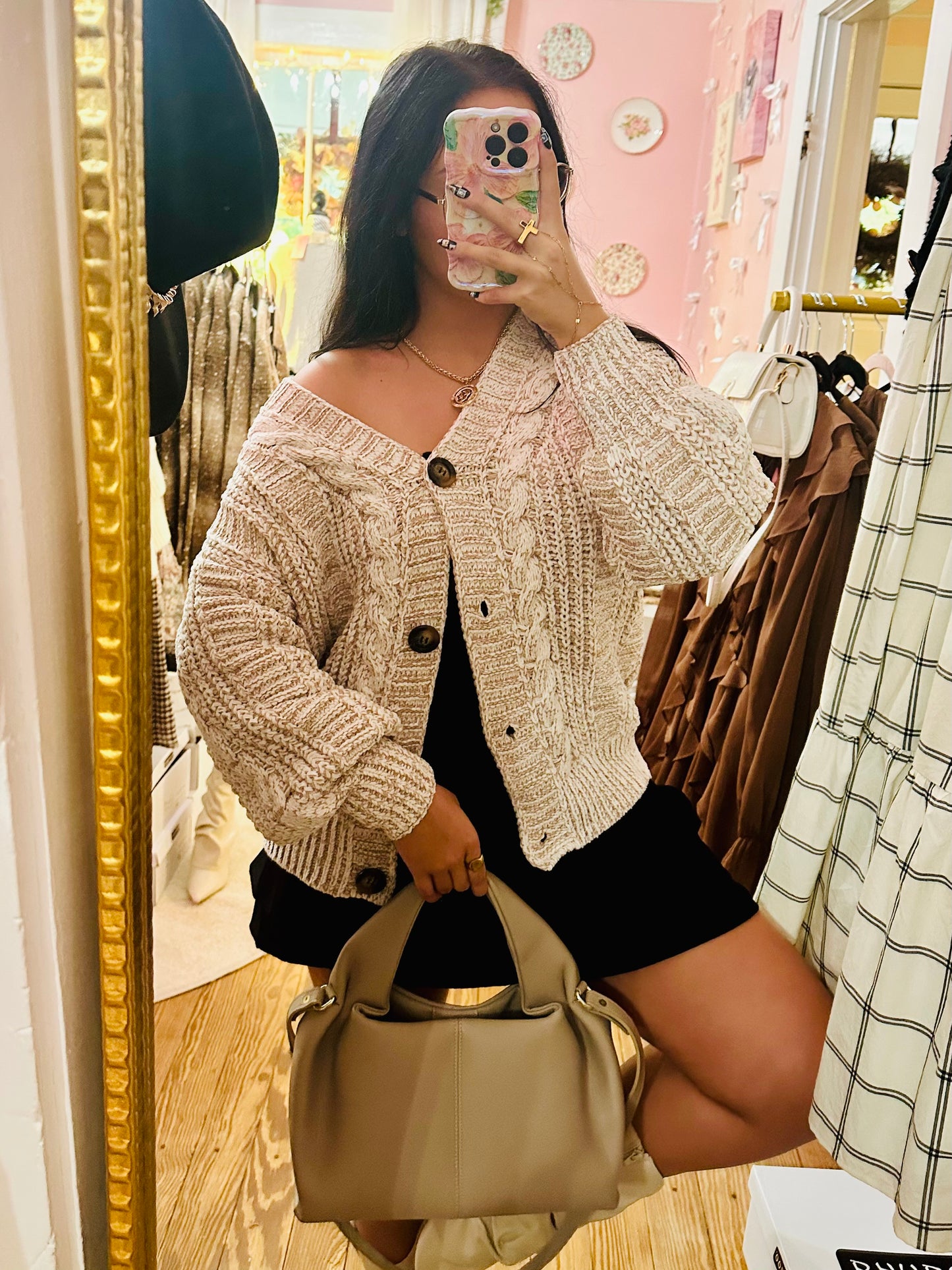 Soft 2tone Sweater Cardigan