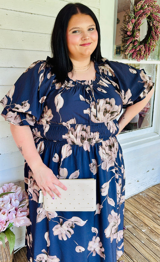 PLUS- Midnight Garden Maxi Dress