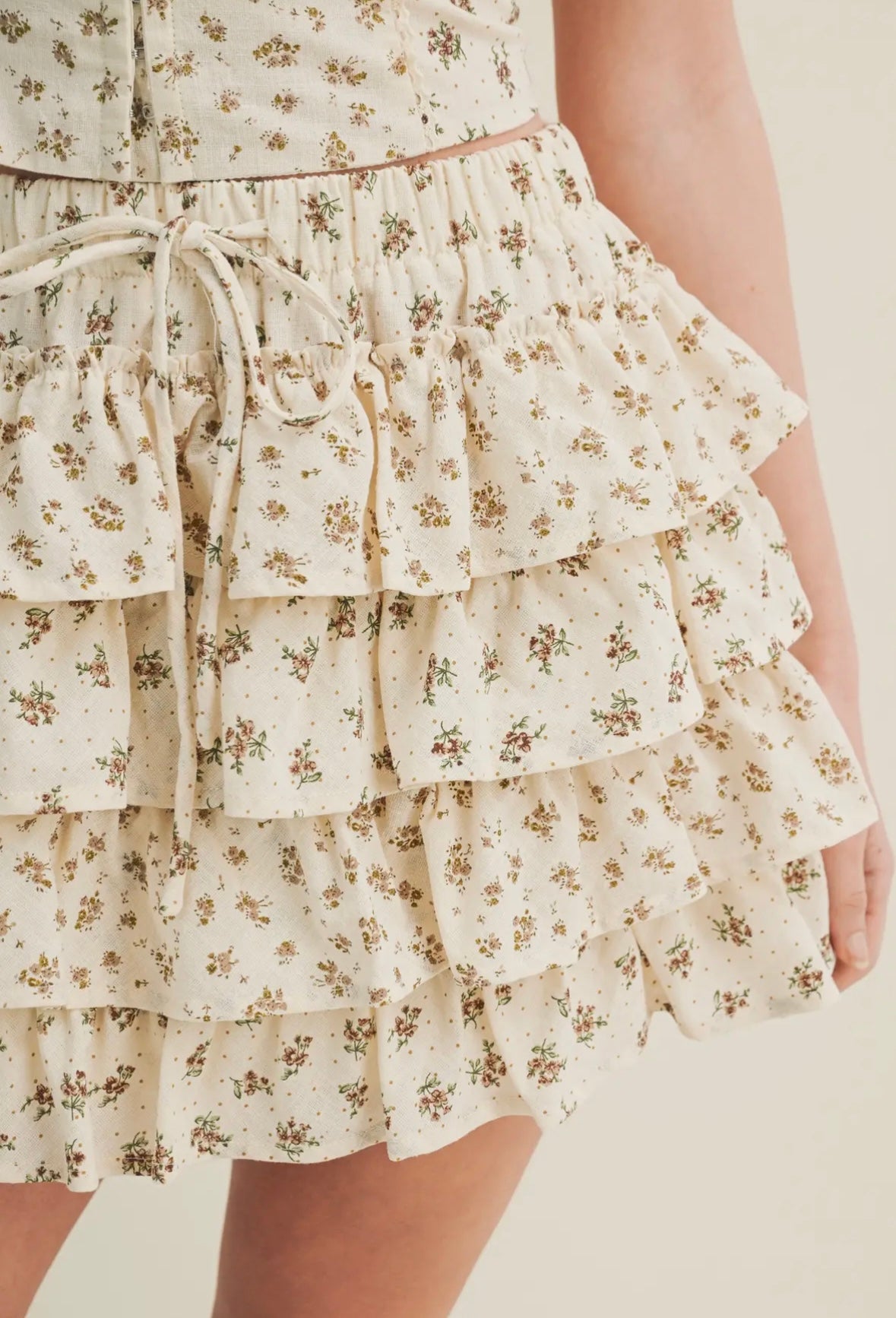 Cascading Floral Ruffle Tiered Skort
