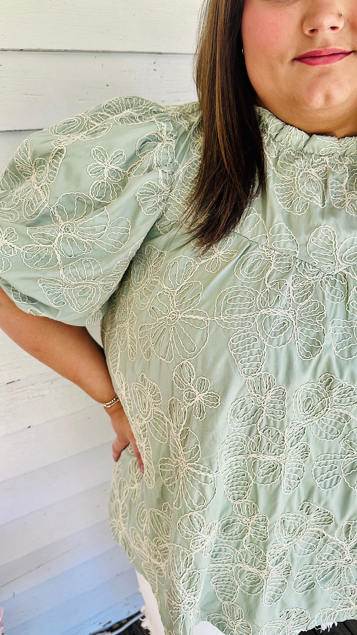 PLUS- Floral Babydoll Blouse