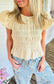 Cream Smocked Ruffle Top