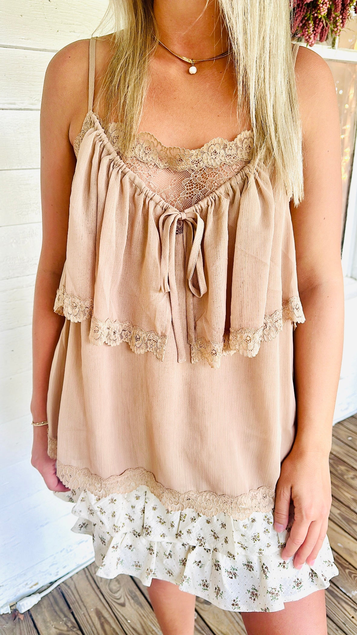Delicate Lace Tiered Camisole