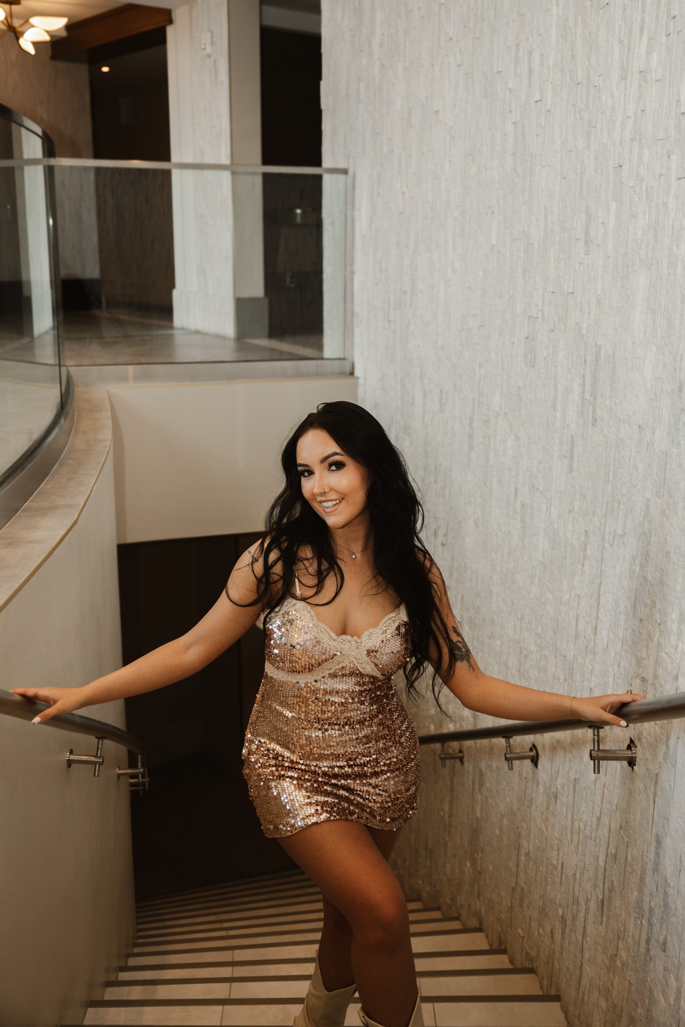 Champagne Sequin Mini Dress