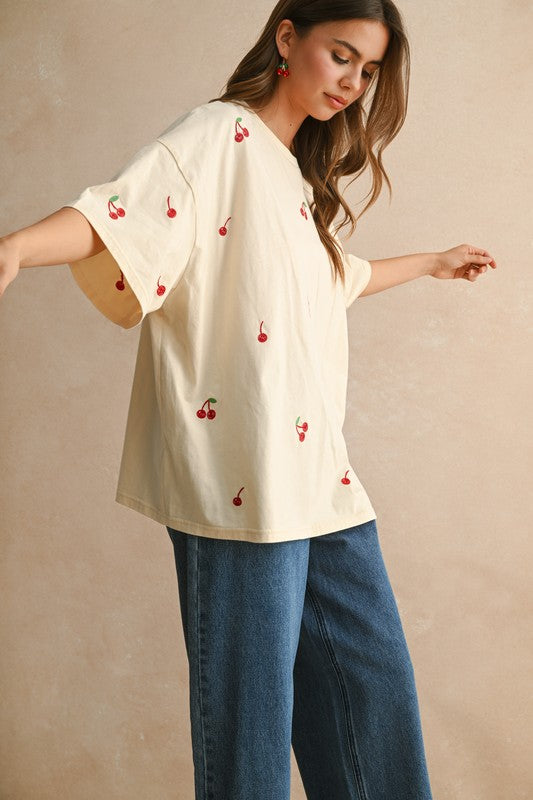 Embroidered Cherry T-Shirt