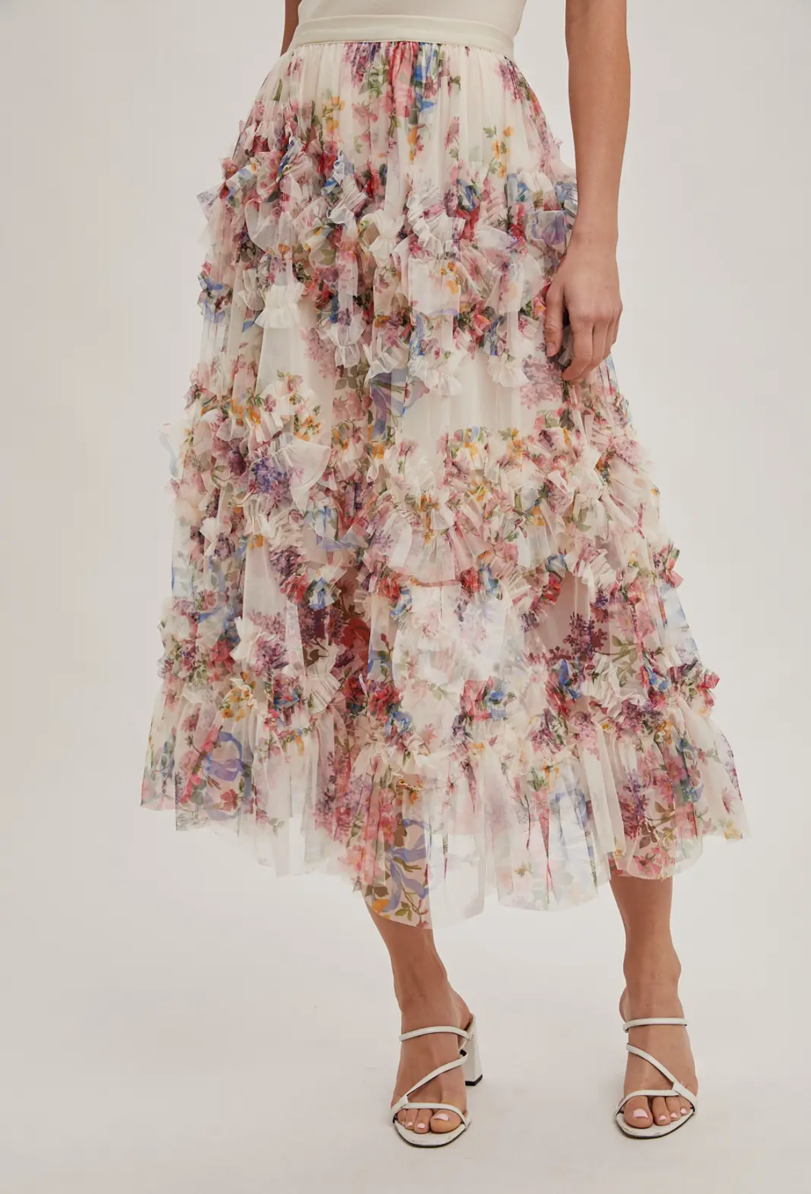Tea Garden Ruffle Midi Skirt