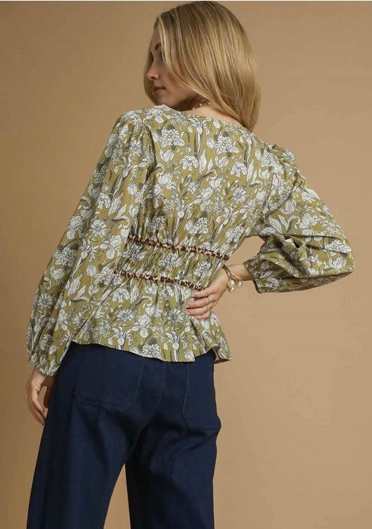 Multi Print Green Top