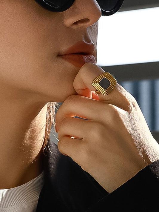 Black Abstract Ring