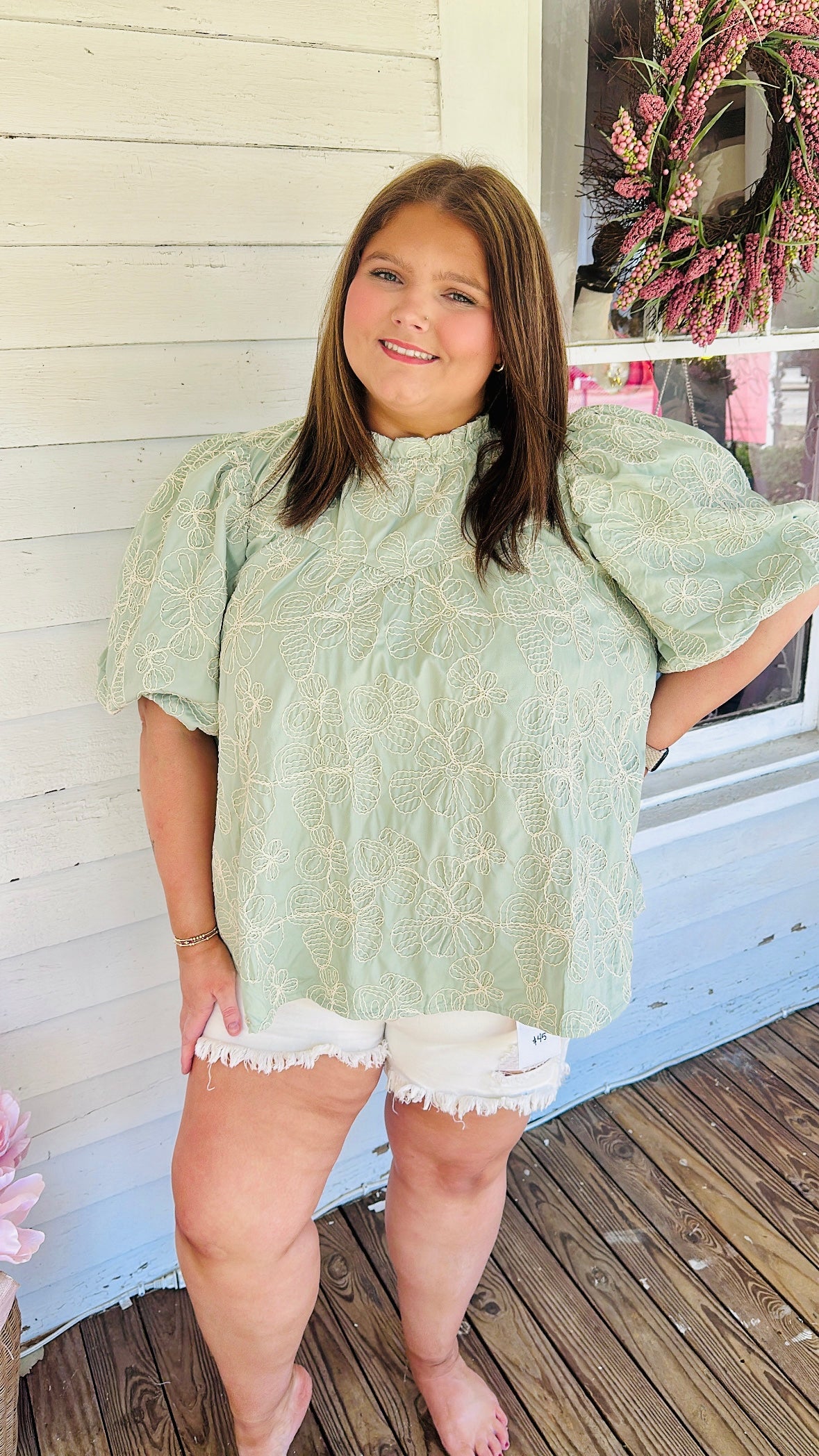 PLUS- Floral Babydoll Blouse