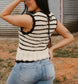 Black Ruffle Sleeve Crochet Top