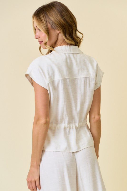 Utility Linen Zip Up Vest