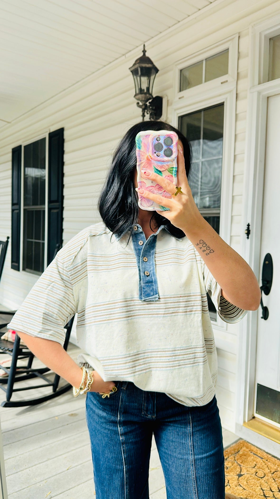 Bluebell Stripe Button-Up