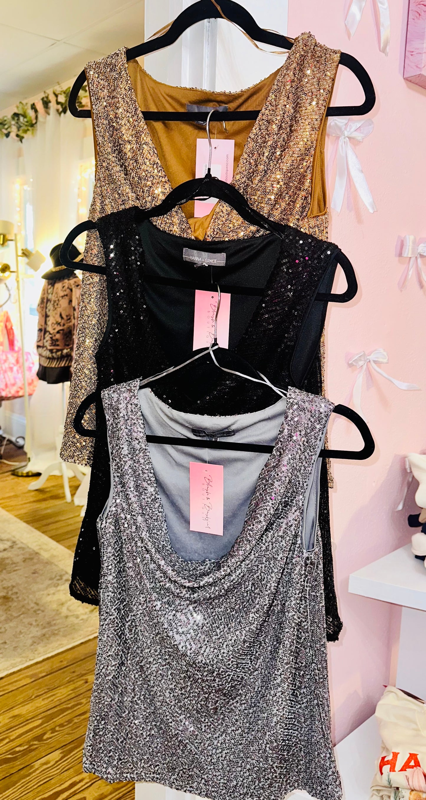 Drape Neck Shimmer Tank