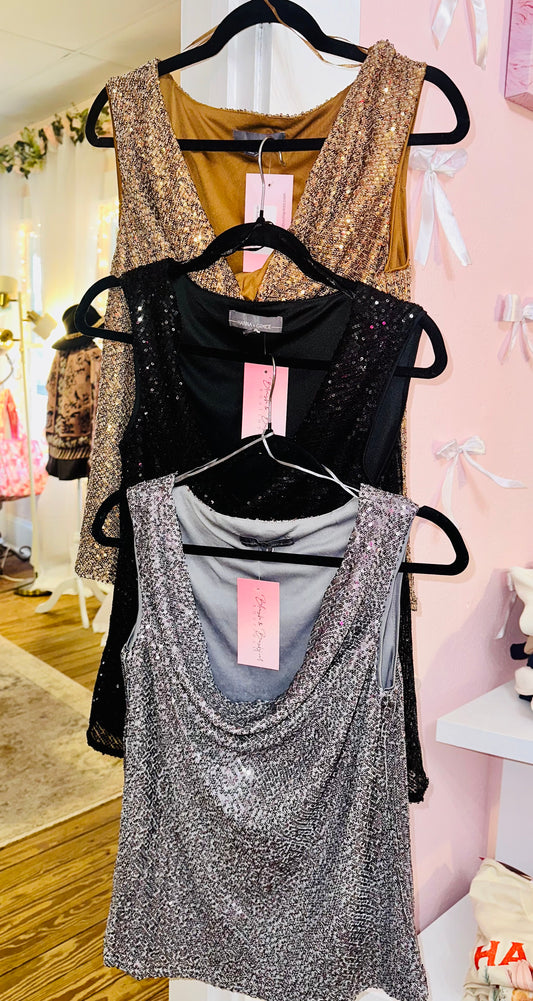 Drape Neck Shimmer Tank