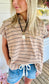 Boxy Stripe Polo Cap Sleeve Top