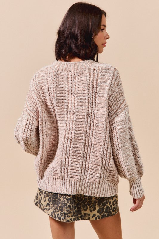 Soft 2tone Sweater Cardigan
