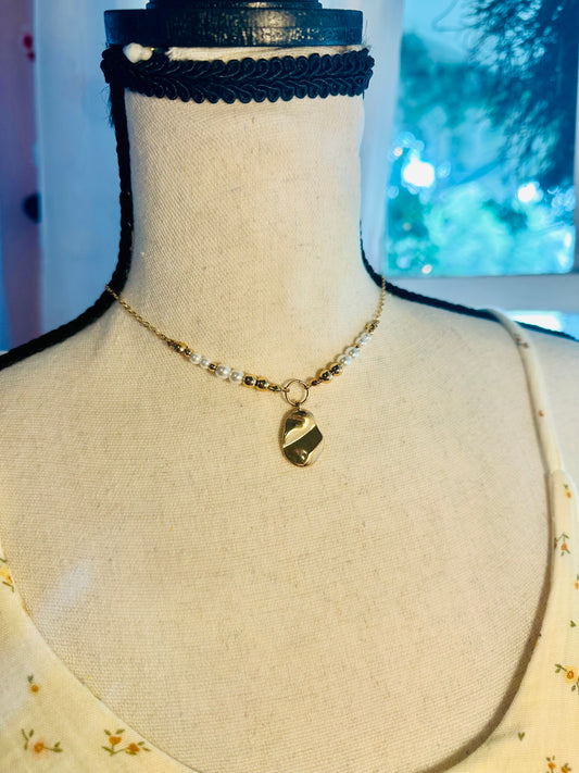 Beated Gold Plate Necklace