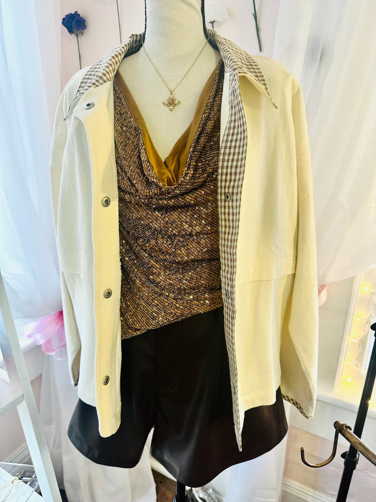 Drape Neck Shimmer Tank