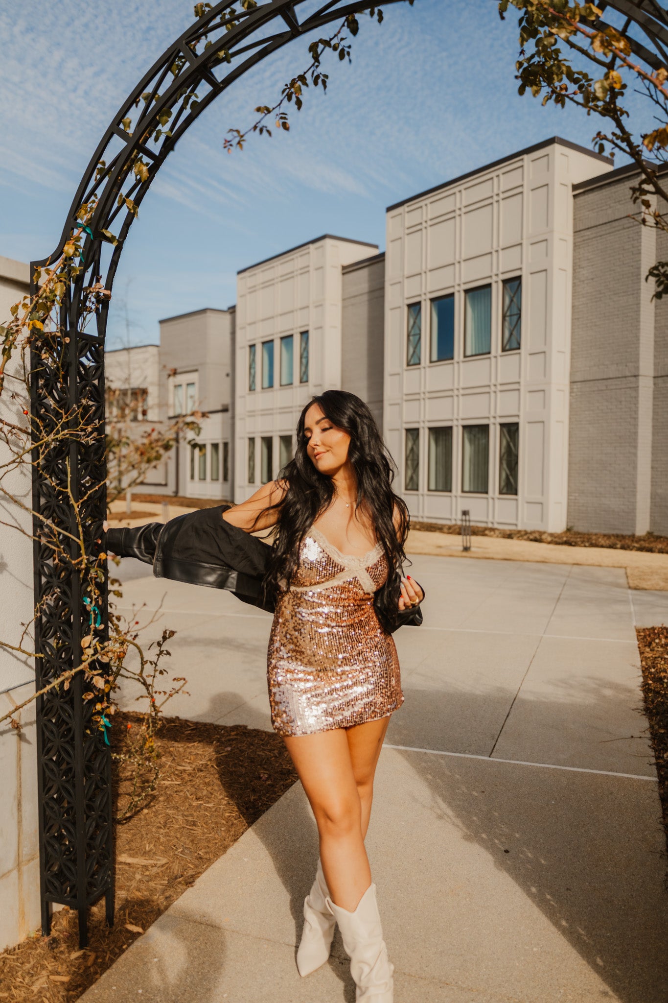 Champagne Sequin Mini Dress