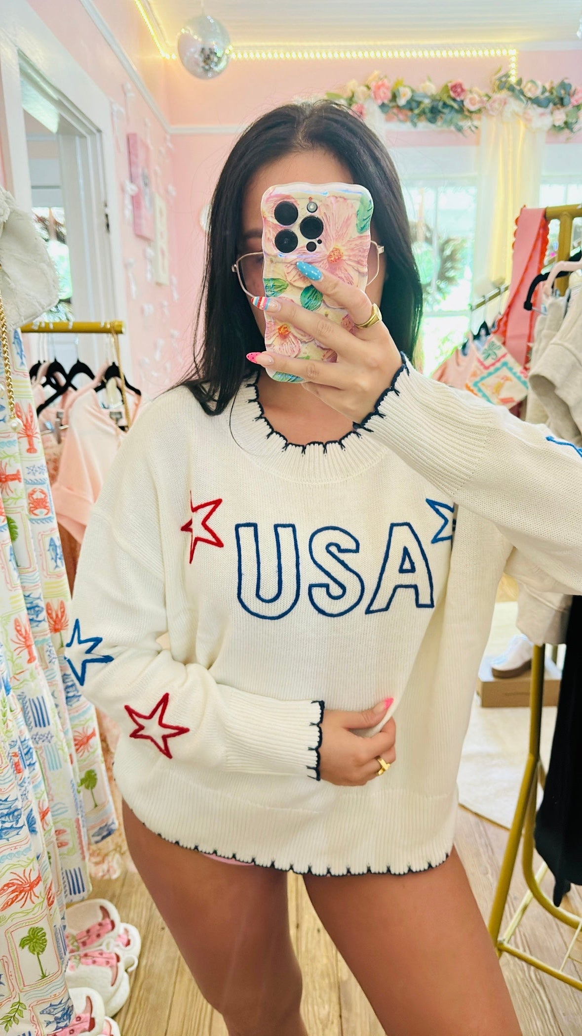 Simply Southern Knit USA Star Sweater