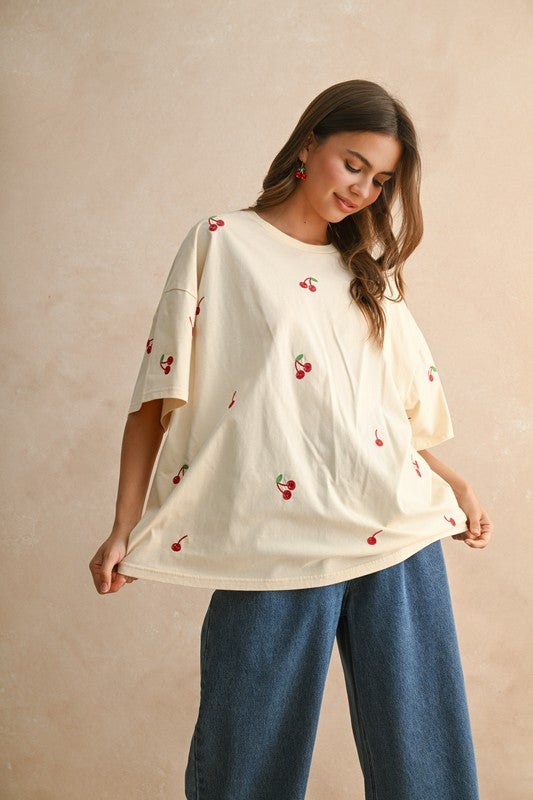 Embroidered Cherry T-Shirt