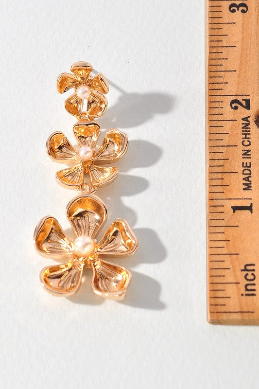 Gold Falling Flower Earrings