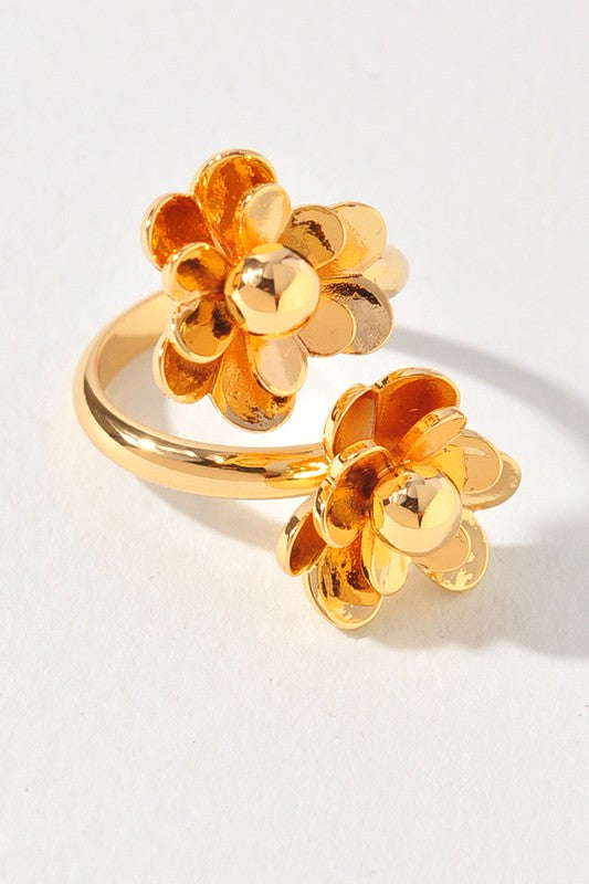 Double Flower Adjustable Ring