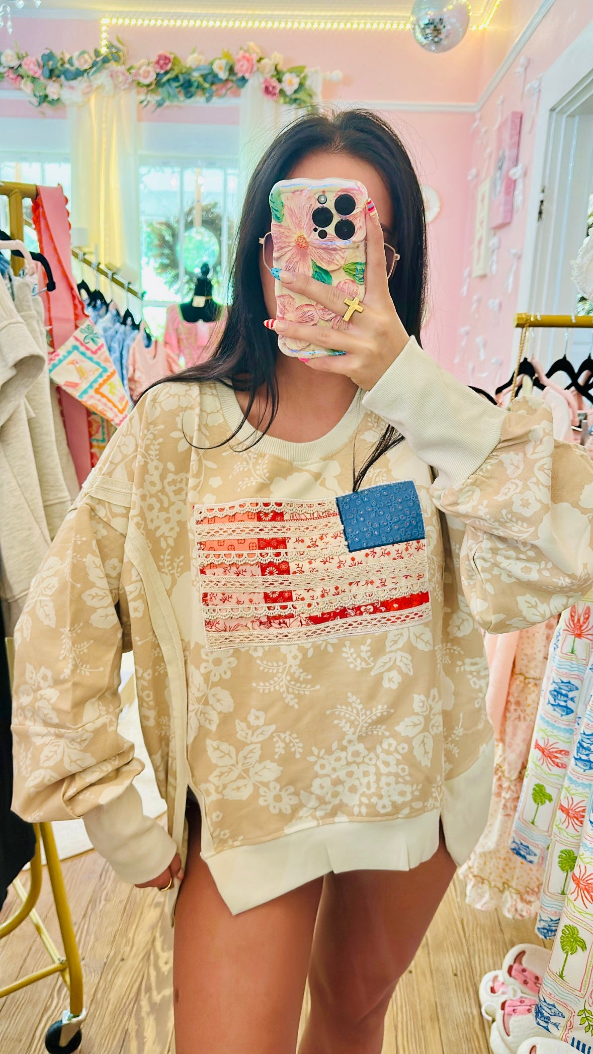 Simply Southern Floral Freedom Pullover