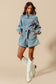 Front Zip Up Washed Denim Romper