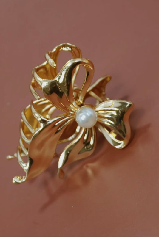 Gold Bow Claw Clip