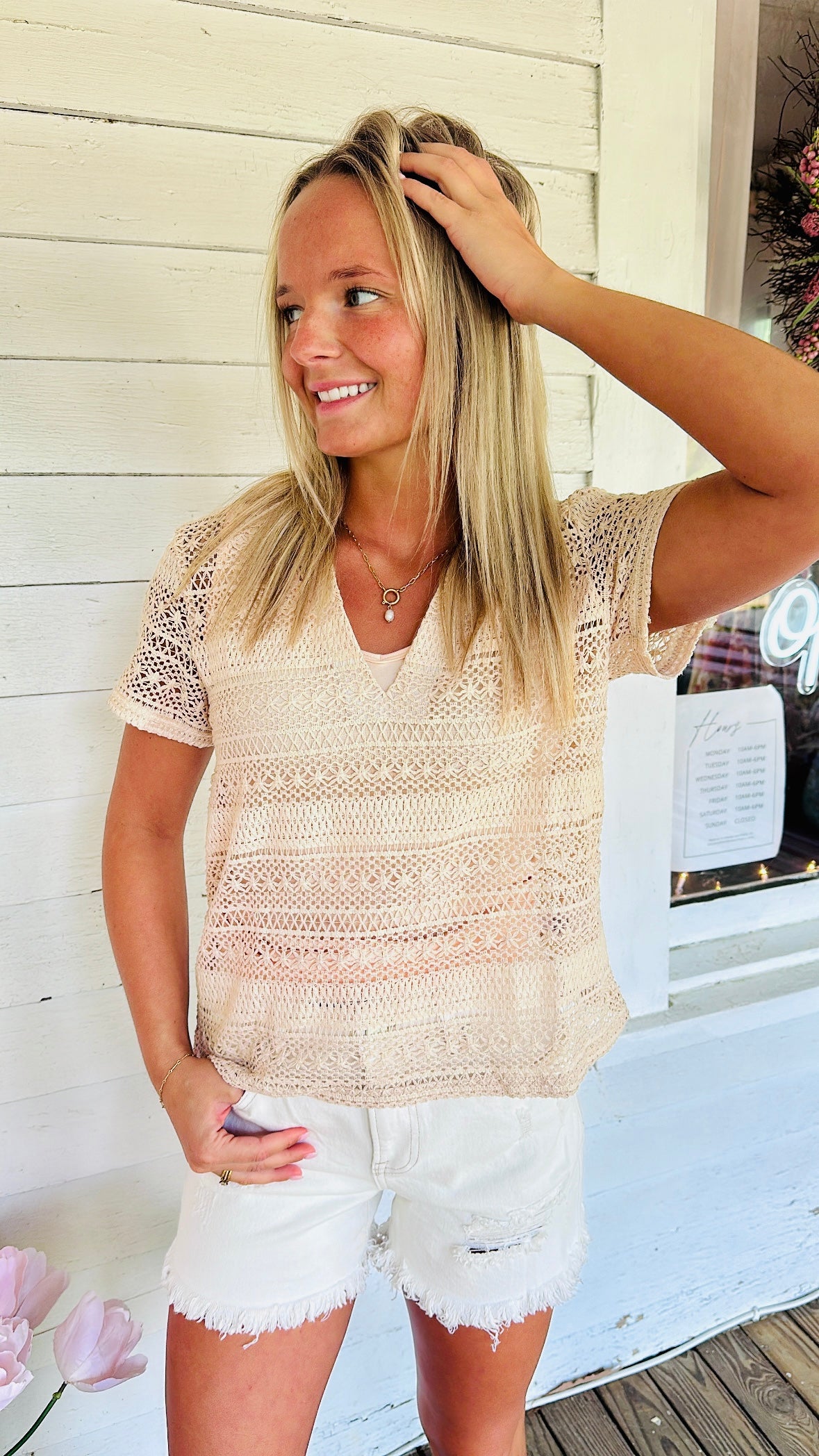 Sunwashed Lace Top