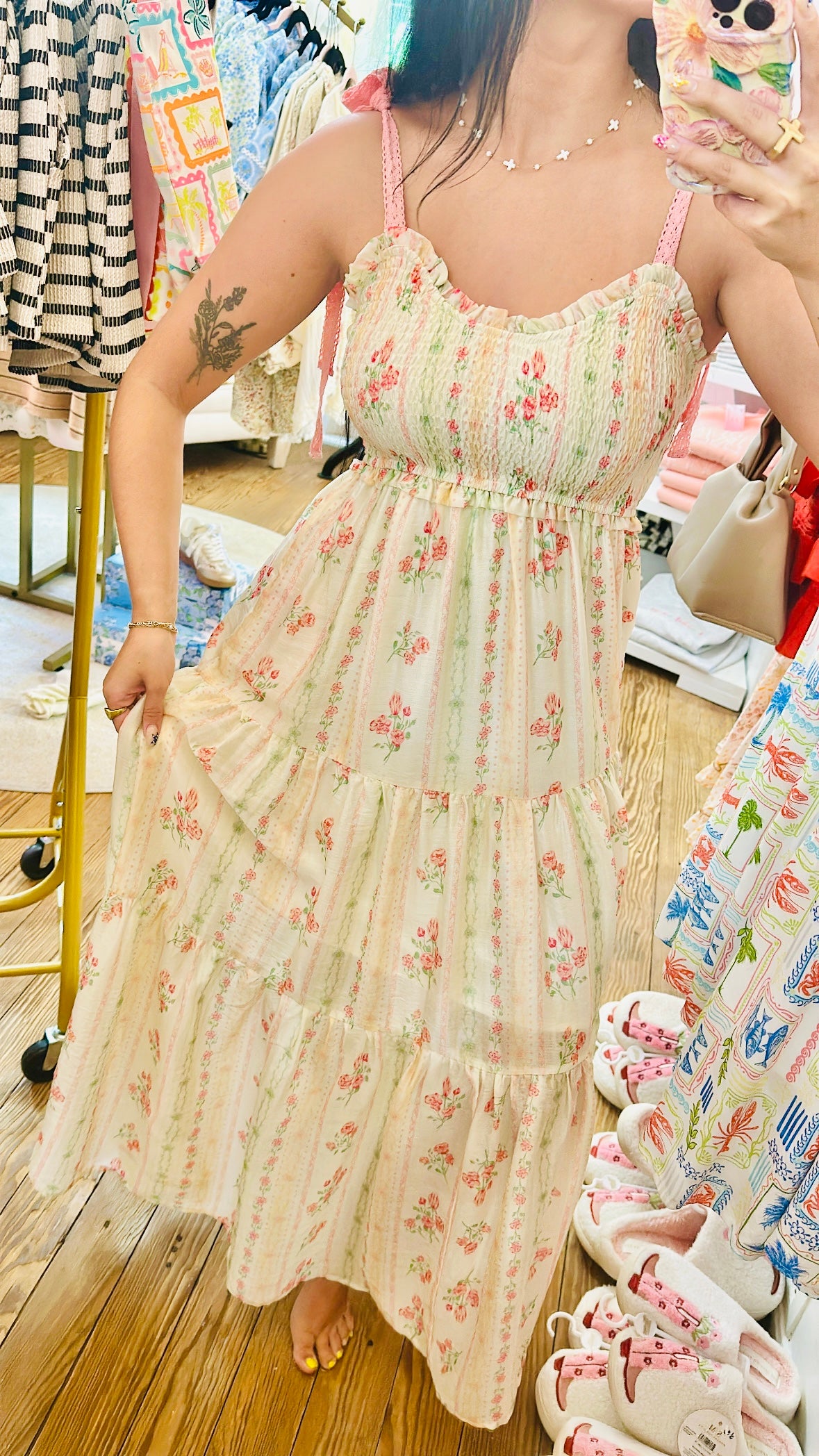 Roses & Ribbons Midi Dress