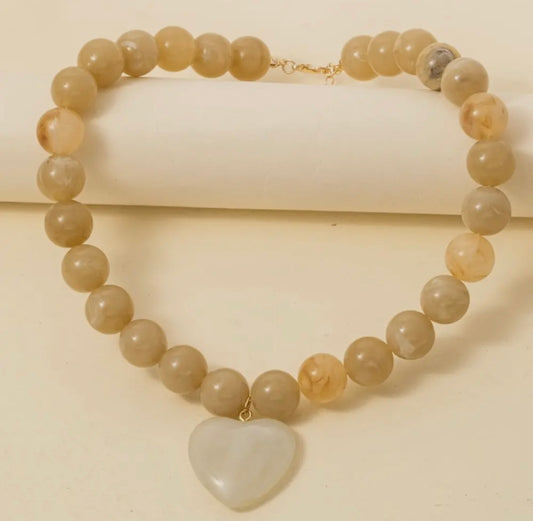 Resin Heart Pendant Necklace