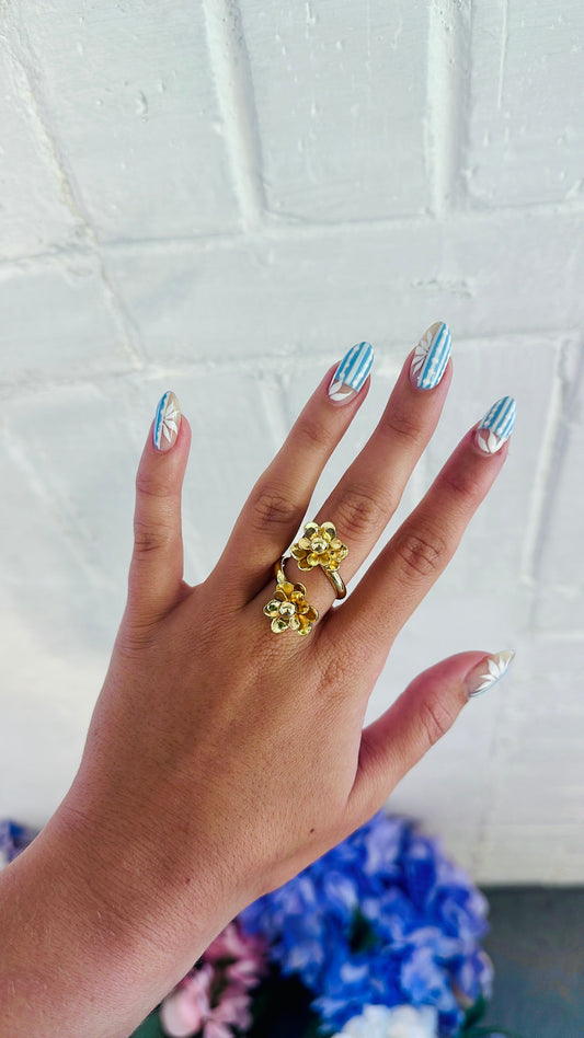 Double Flower Adjustable Ring