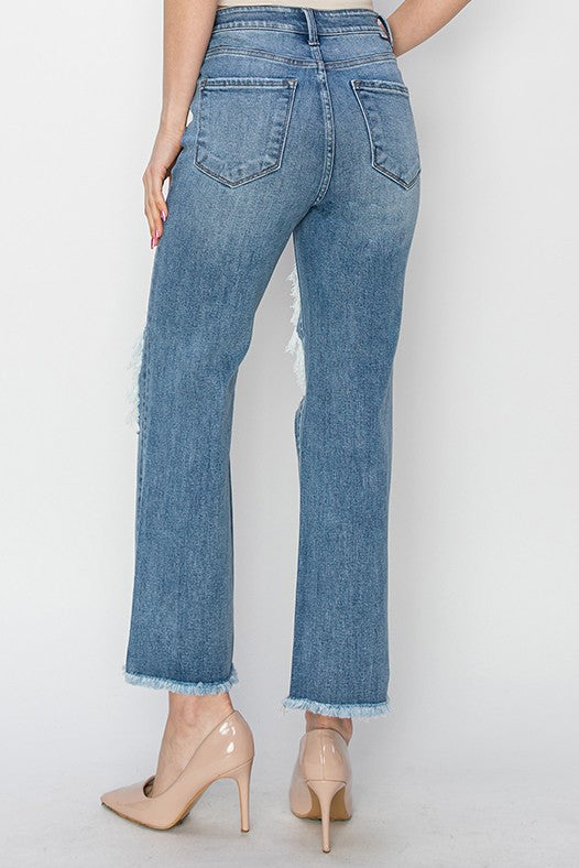 High Rise Crop Straight Jeans